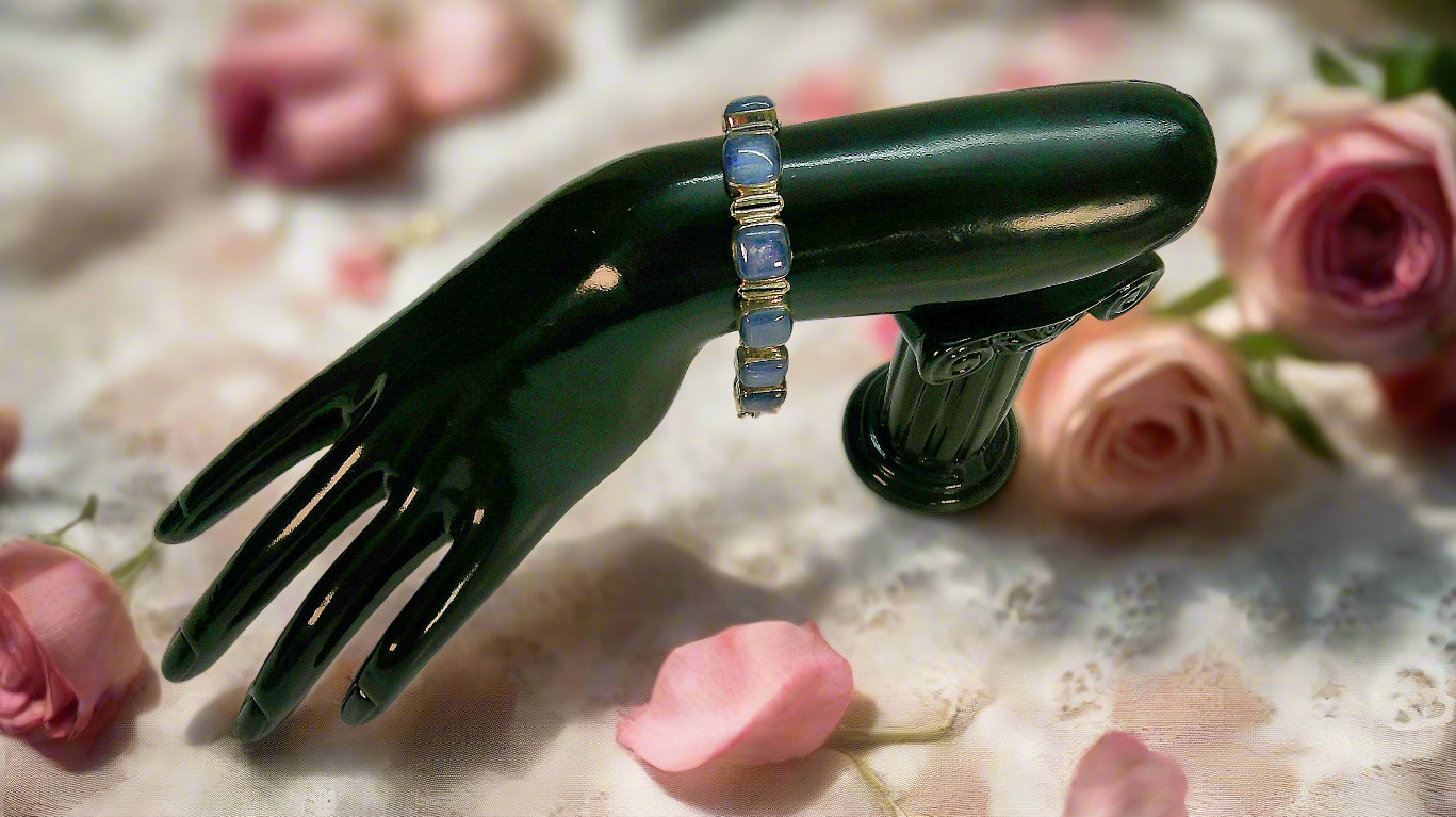 Bracelet en argent avec cyanites polies
