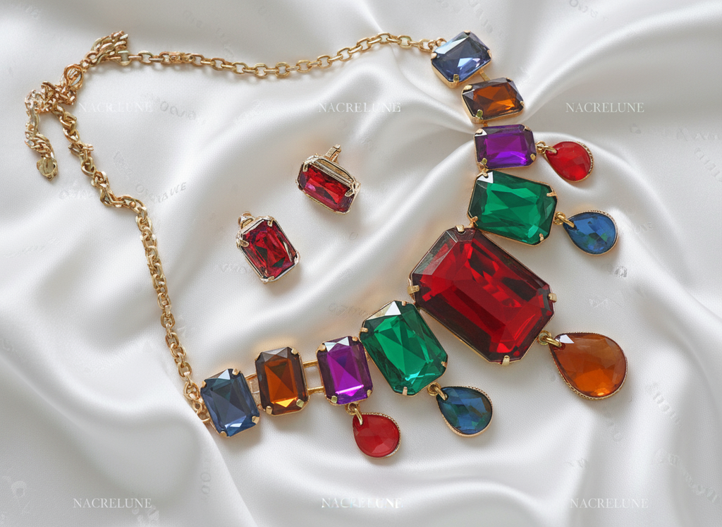 parure en strass multicolores nacrelune.com parure