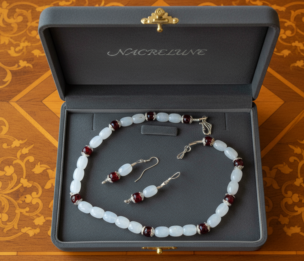 Parure toute en perles de jade NACRELUNE parure