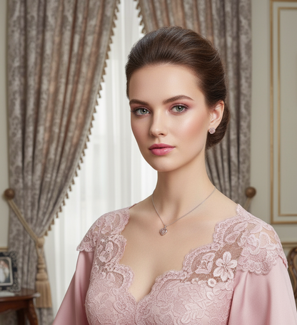 Petite parure coeurs strass roses NACRELUNE parure