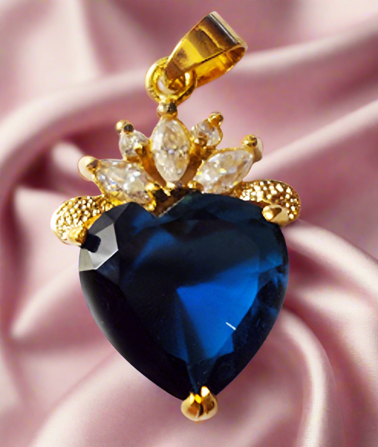 Pendentif coeur zirconia (Bleu) C170