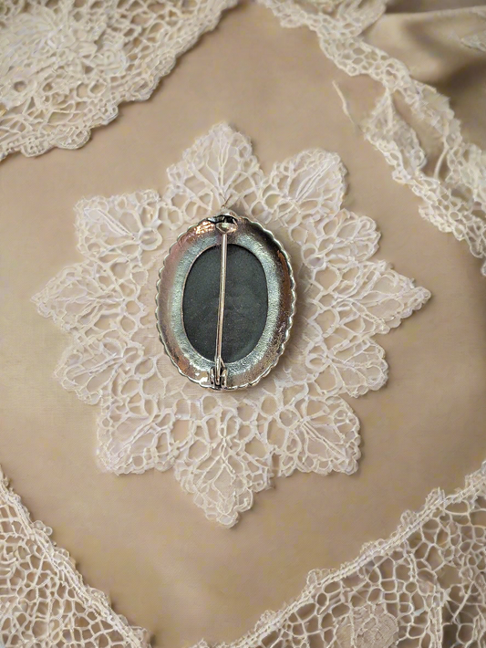 Camée bleu en argent et marcassites