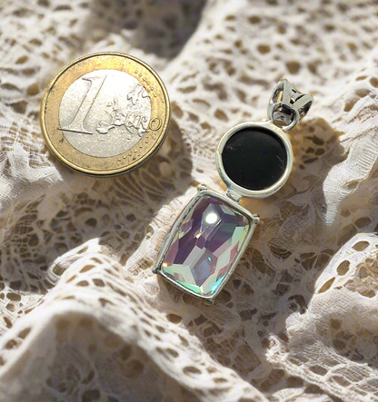 Pendentif en argent véritable avec topaze taillée traitée mystique et pierre de soleil sculptée