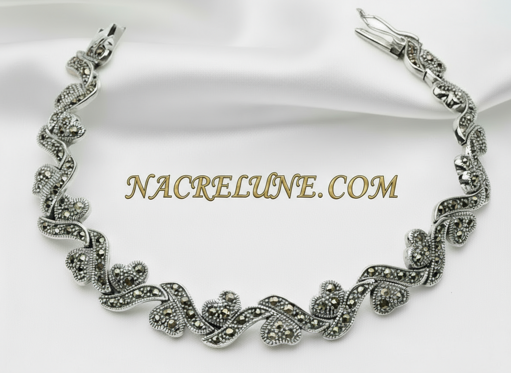 Bracelet en argent et marcassites nacrelune.com bracelet