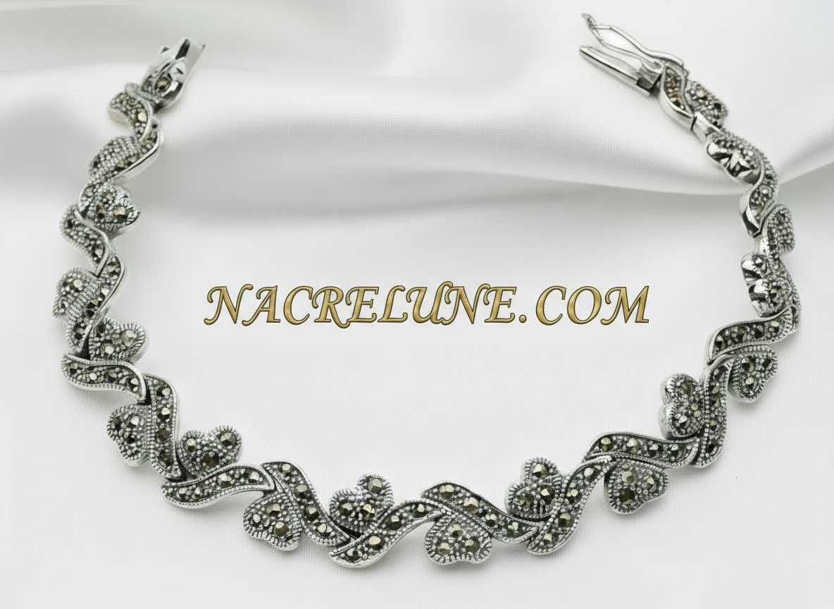 Bracelet en argent et marcassites nacrelune.com bracelet