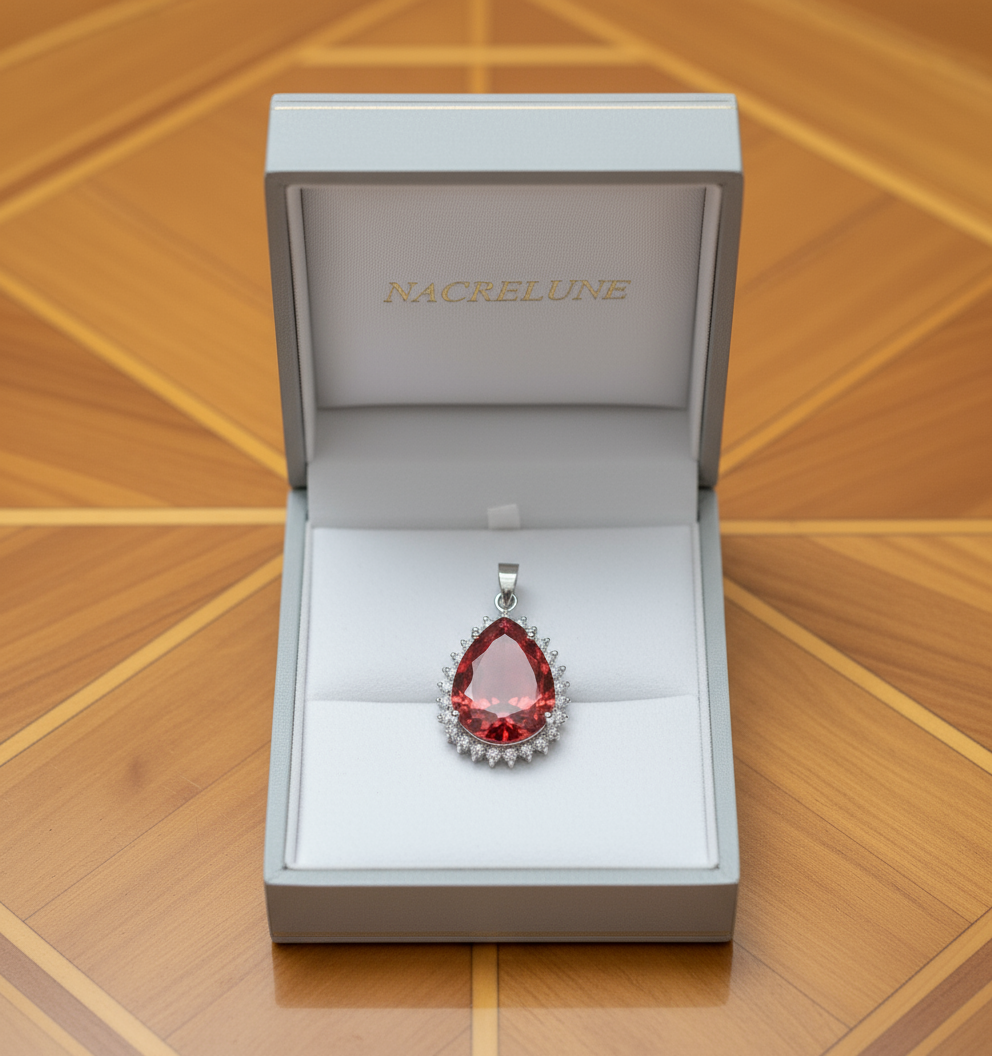 Pendentif en zirconia imitation topaze orange nacrelune.com pendentif