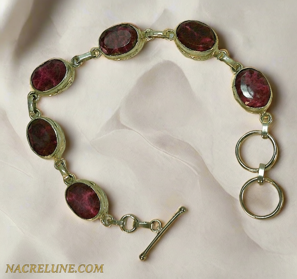 Bracelet en rubis facetté sur argent nacrelune.com bracelet