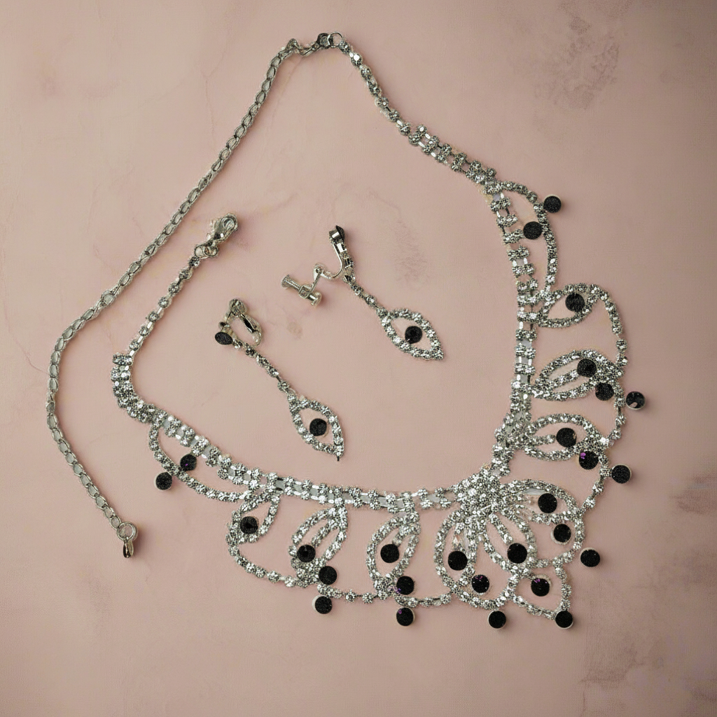 Parure en strass blancs et topazes NACRELUNE parure