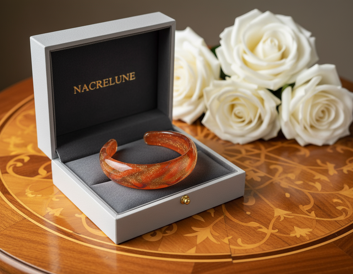 bracelet en verre rouge et doré nacrelune.com bracelet