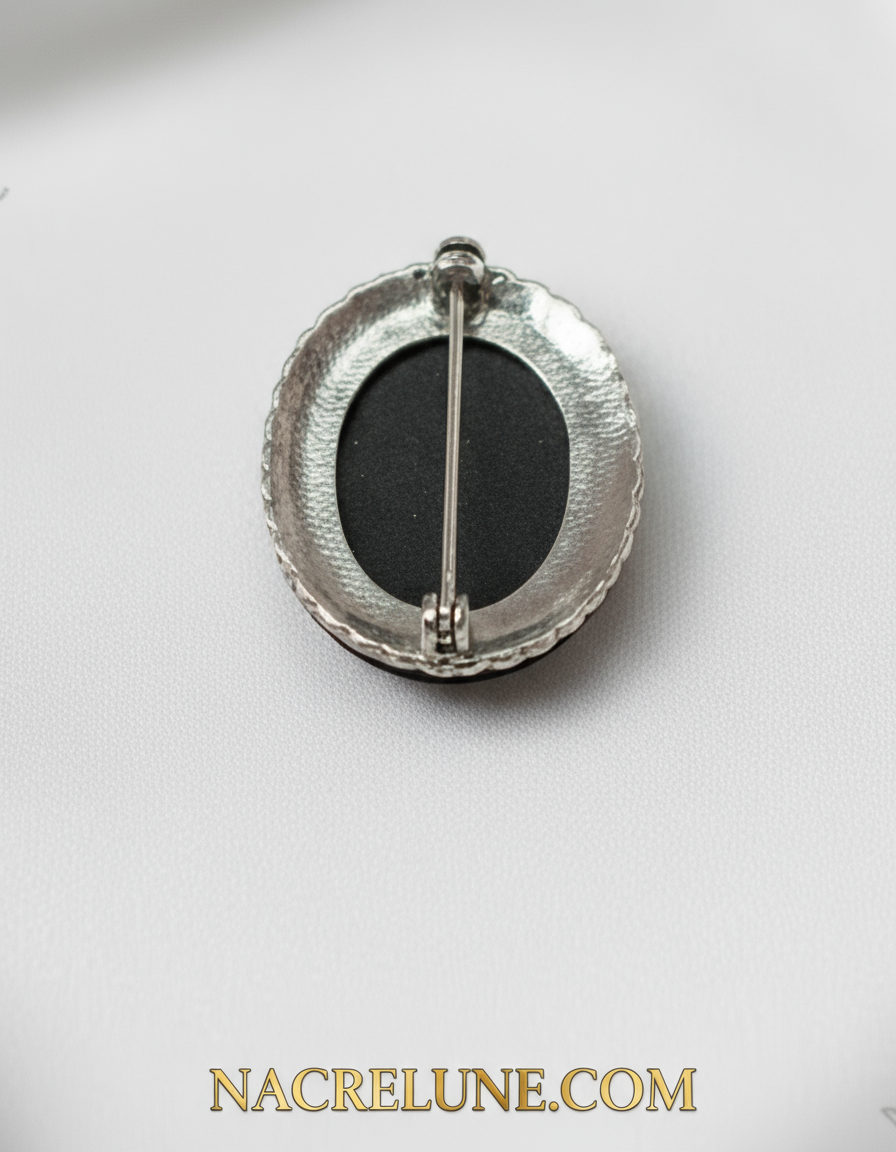 Broche camée bleu en argent 925 et marcassites nacrelune.com broche