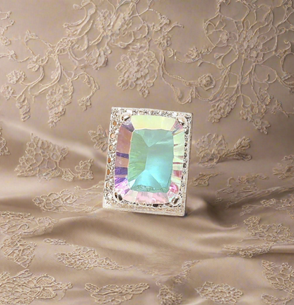 Pendentif en argent 925 avec topaze traitée mystique multicolore