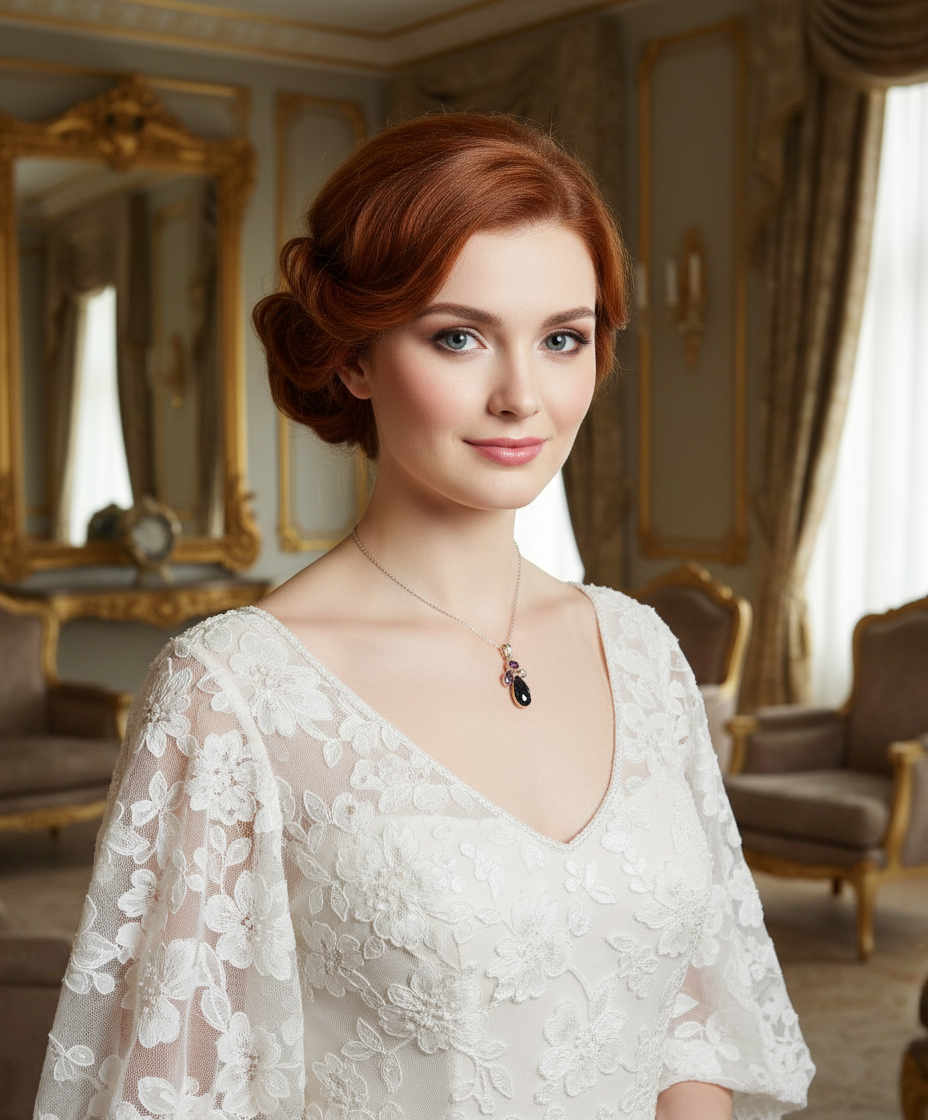 Pendentif en argent 925 avec pierres taillées serties NACRELUNE pendentif