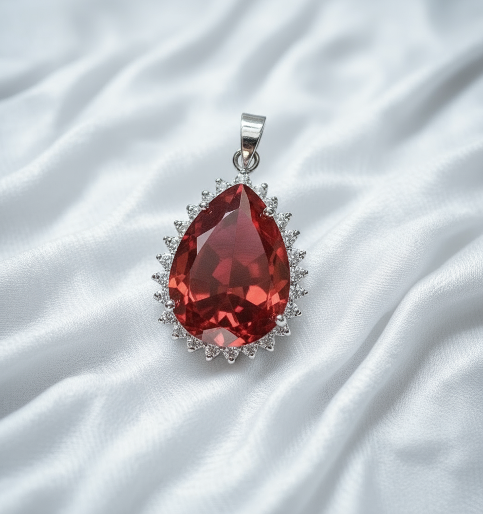 Pendentif en zirconia imitation topaze orange NACRELUNE pendentif