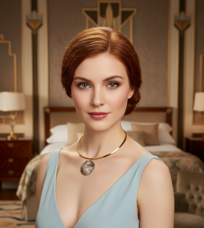 pendentif gris et or avec fleur en nacre NACRELUNE pendentif