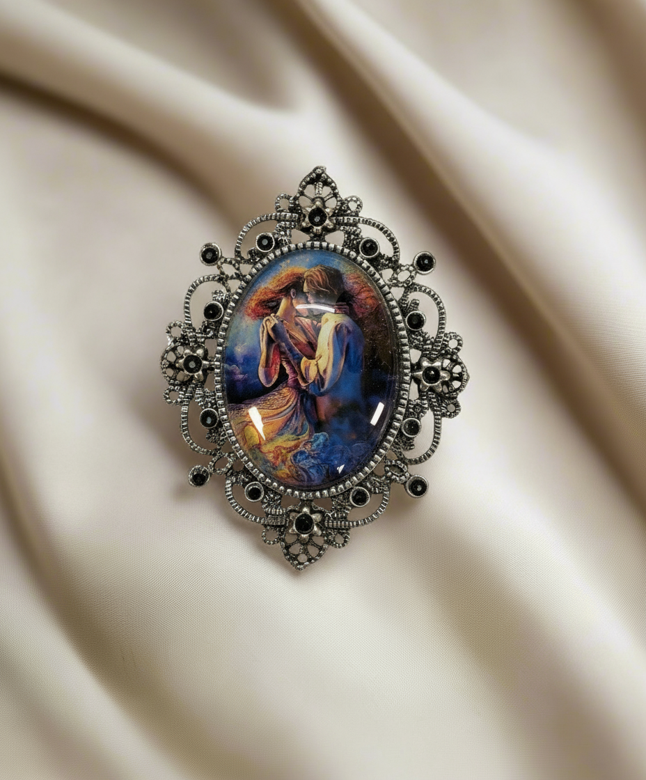 Pendentif grand camée fantasy couple dansant nacrelune.com pendentif