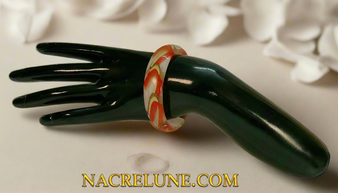 bracelet en verre orange jaune vert NACRELUNE bracelet