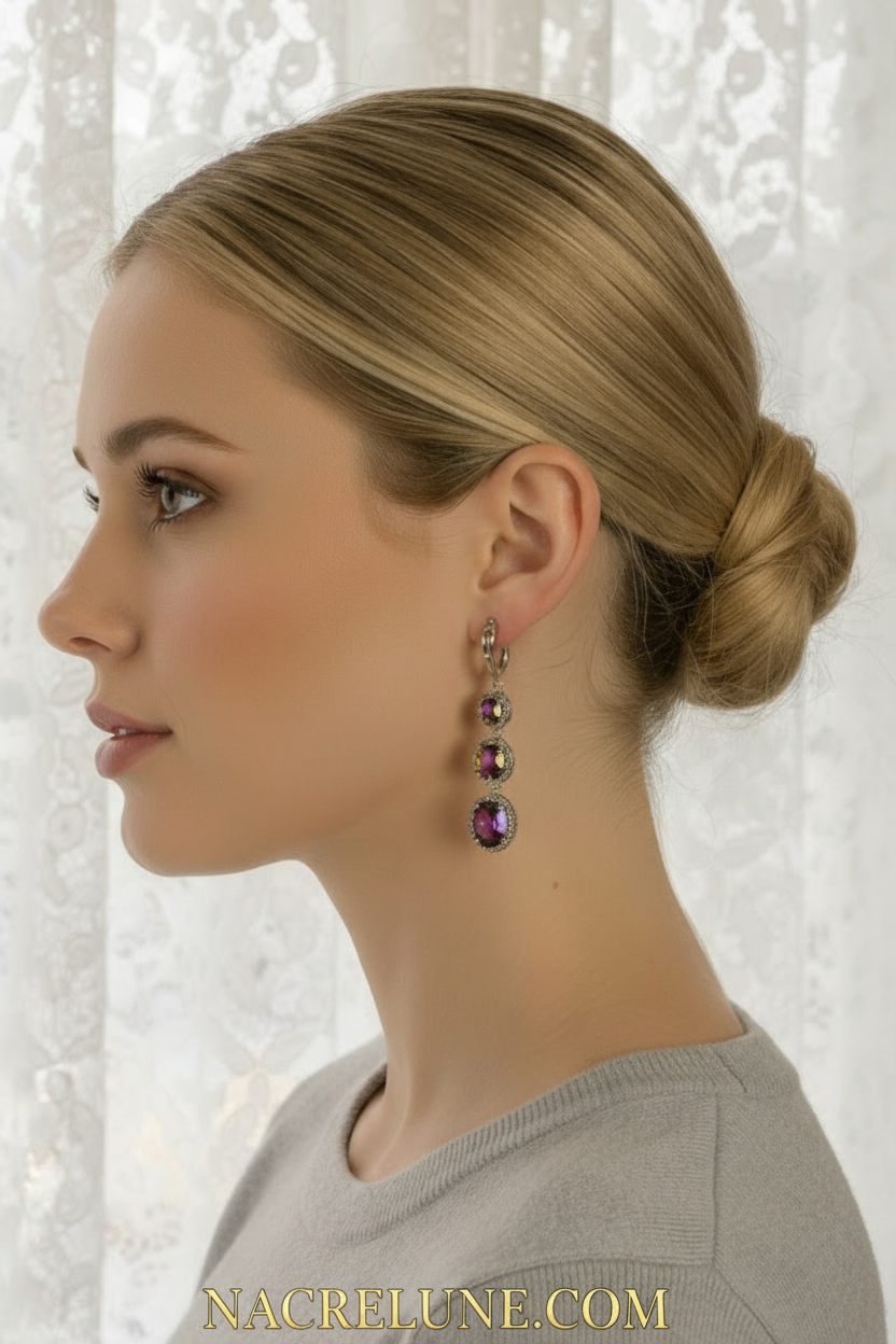 Boucles d’oreille en argent avec topazes mystiques NACRELUNE boucles d'oreille