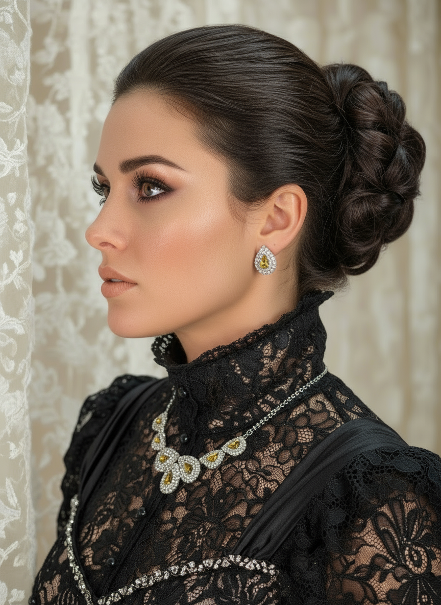 Parure en strass blancs et jaunes NACRELUNE parure