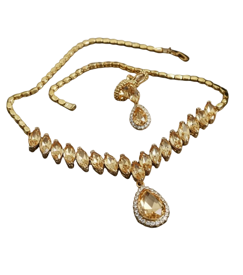 Parure en zirconia imitant la topaze fumée nacrelune.com parure