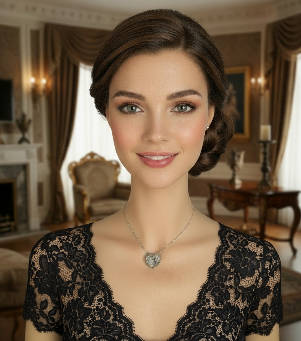 Pendentif coeur pavage zirconia NACRELUNE collier