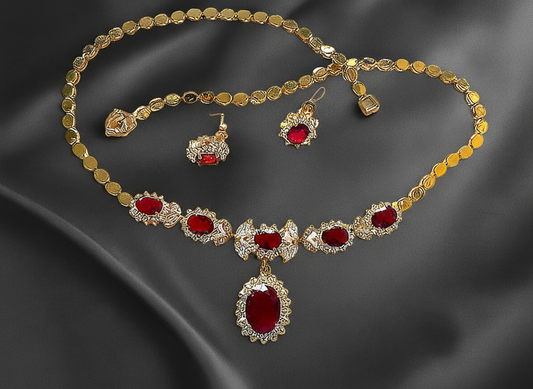 parure en zirconia imitation rubis NACRELUNE parure