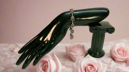 Bracelet en argent et marcassites avec rubis véritables