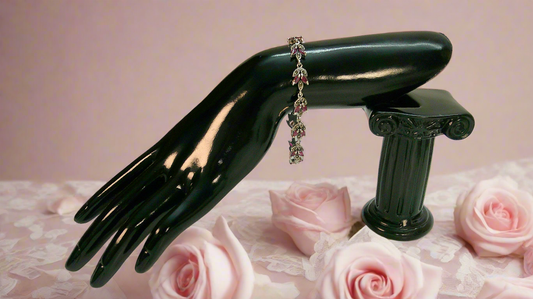Bracelet en argent et marcassites avec rubis véritables