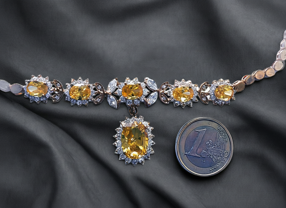 collier en zirconia imitation topazes jaunes NACRELUNE collier