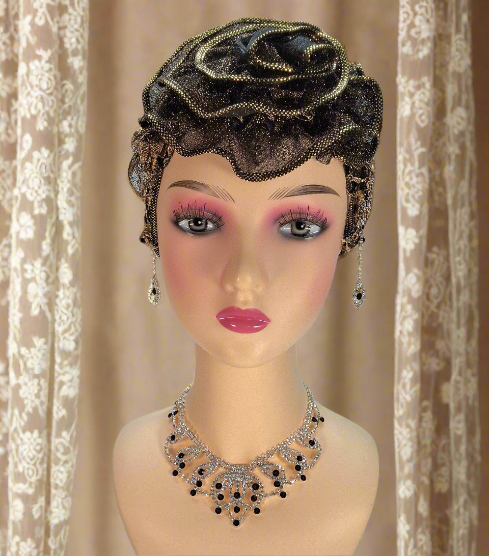 Parure en strass blancs et topazes
