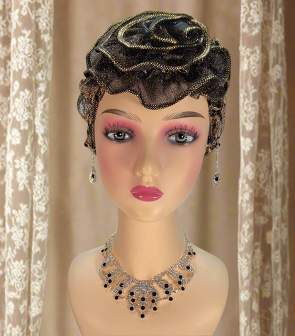 Parure en strass blancs et topazes