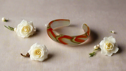 bracelet en verre orange jaune vert