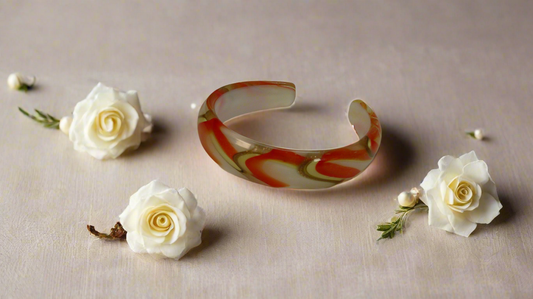 bracelet en verre orange jaune vert