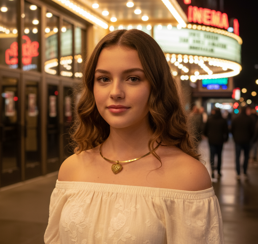 Pendentif fantaisie en forme de coeur doré NACRELUNE pendentif