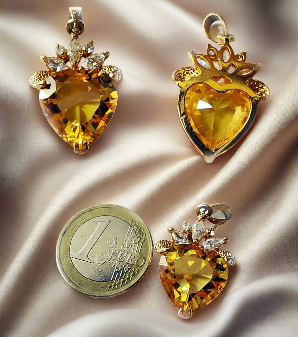 Pendentif en zirconia imitation en forme de coeur: choisissez votre couleur nacrelune.com pendentif