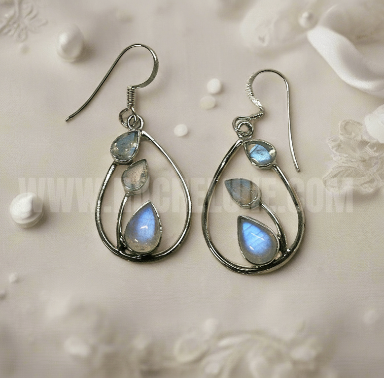 Boucles d’oreille en argent : sélectionnez vos pierres Pierre de lune NACRELUNE boucles d'oreille