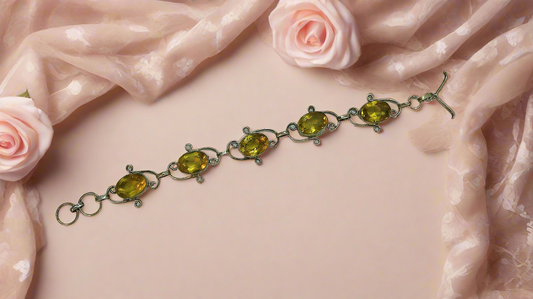Bracelet en argent avec citrines taillées