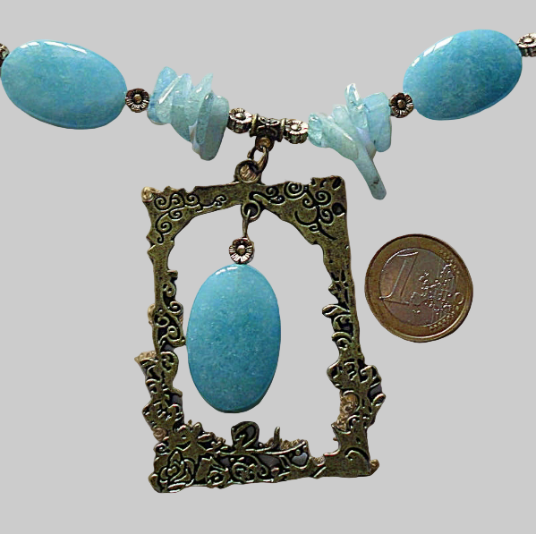 Collier en perles d'aigue-marines véritables NACRELUNE collier