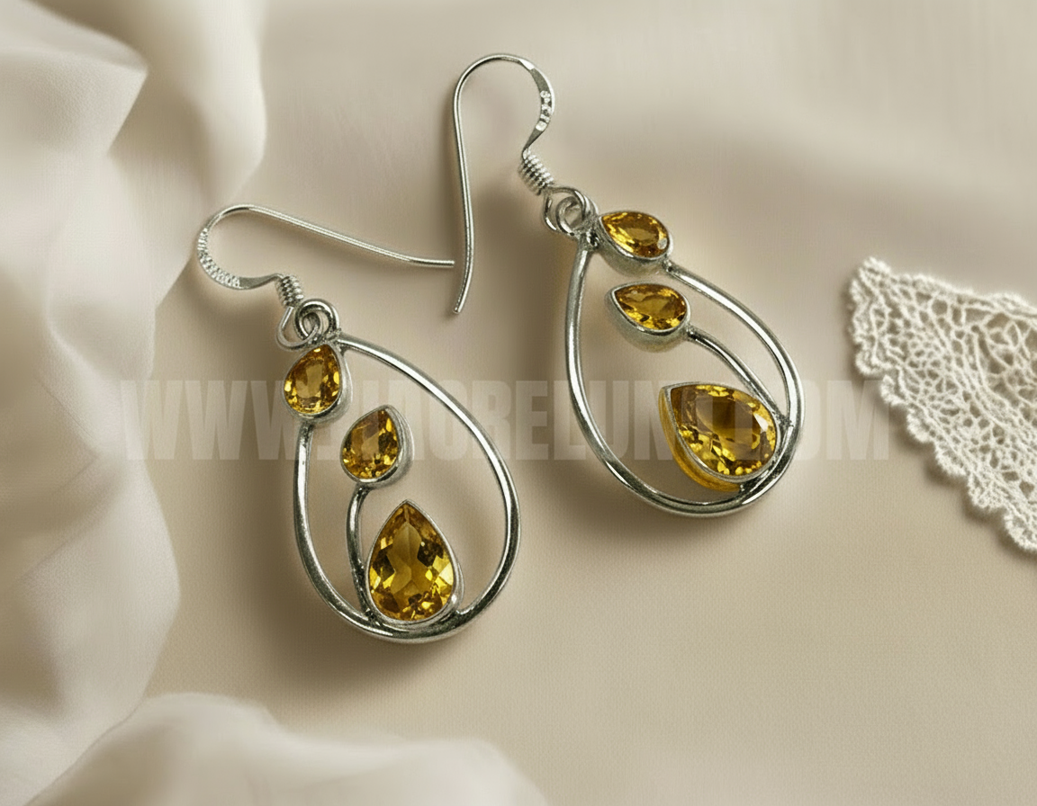 Boucles d’oreille en argent : sélectionnez vos pierres Citrine NACRELUNE boucles d'oreille