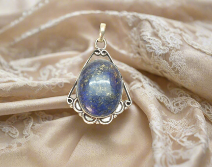 pendentif argent 925 avec lapis lazuli poli
