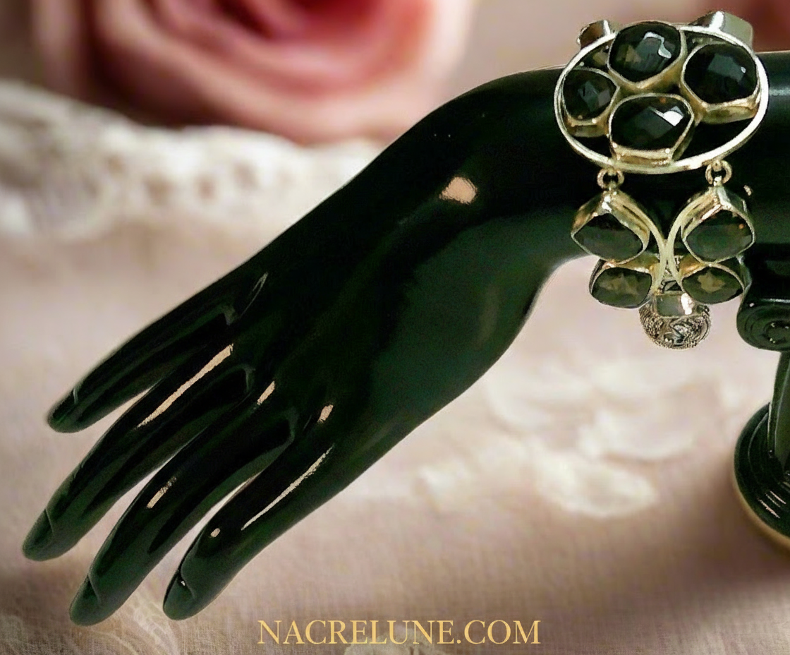 Bracelet en argent et quartz fumés NACRELUNE bracelet