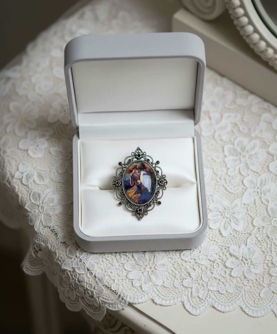 Pendentif grand camée fantasy couple dansant nacrelune.com pendentif