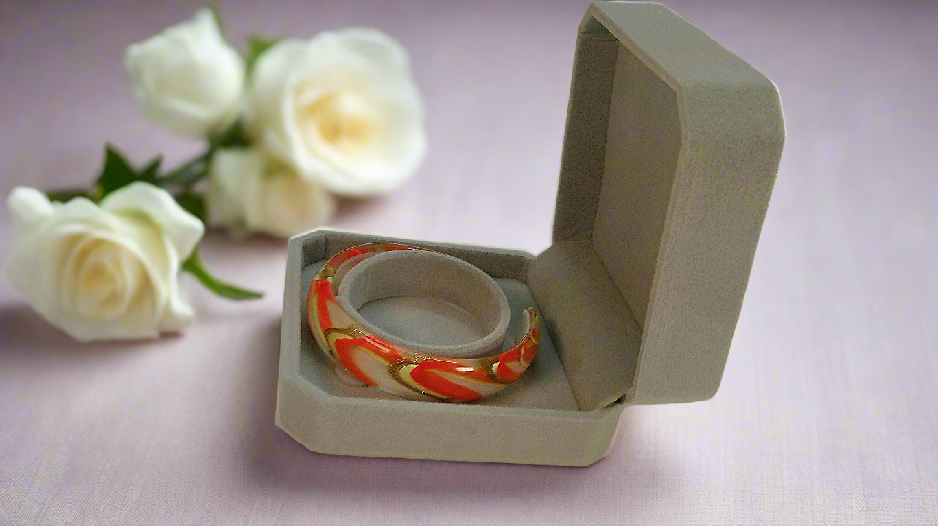 bracelet en verre orange jaune vert