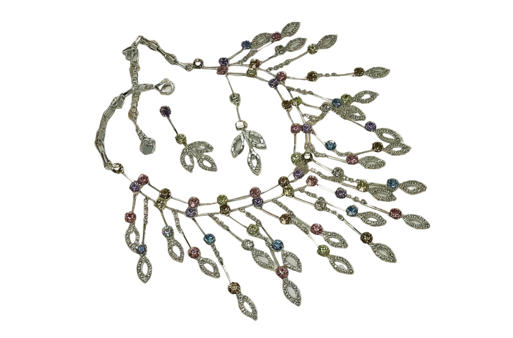 Parure en strass blancs et multicolores nacrelune.com parure