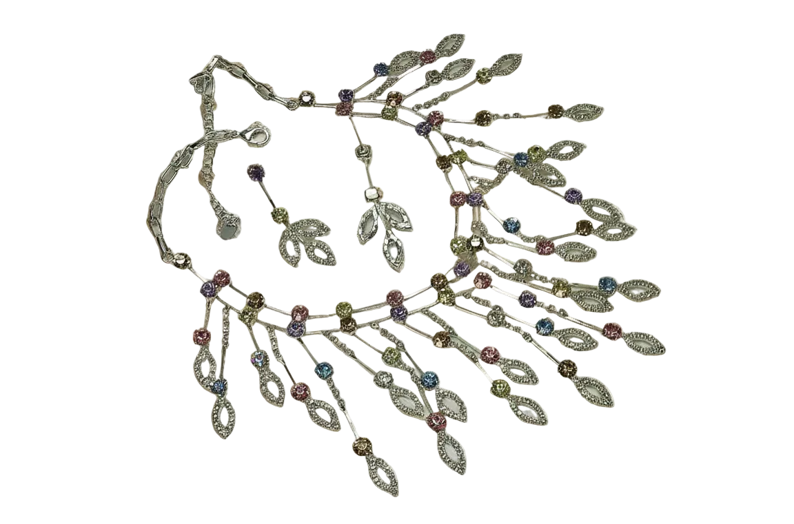 Parure en strass blancs et multicolores nacrelune.com parure