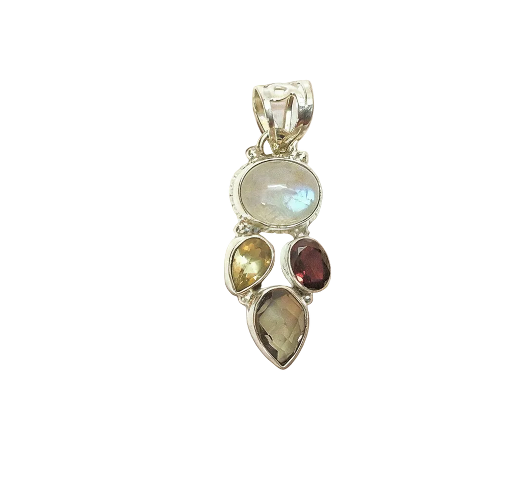 Pendentif argent et pierres semi précieuses nacrelune.com pendentif