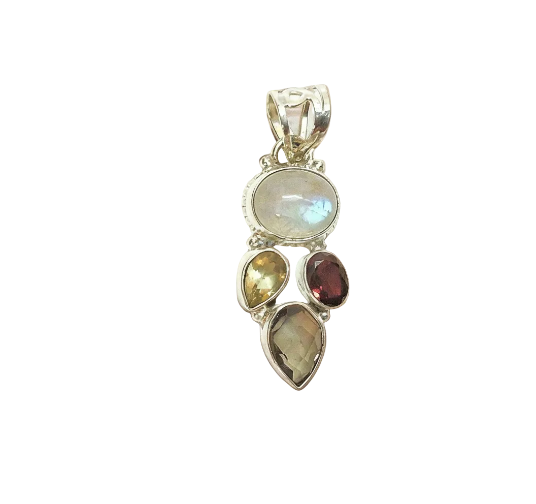 Pendentif argent et pierres semi précieuses nacrelune.com pendentif