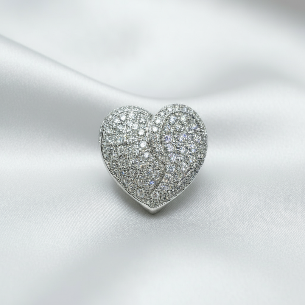 Pendentif coeur pavage zirconia NACRELUNE collier