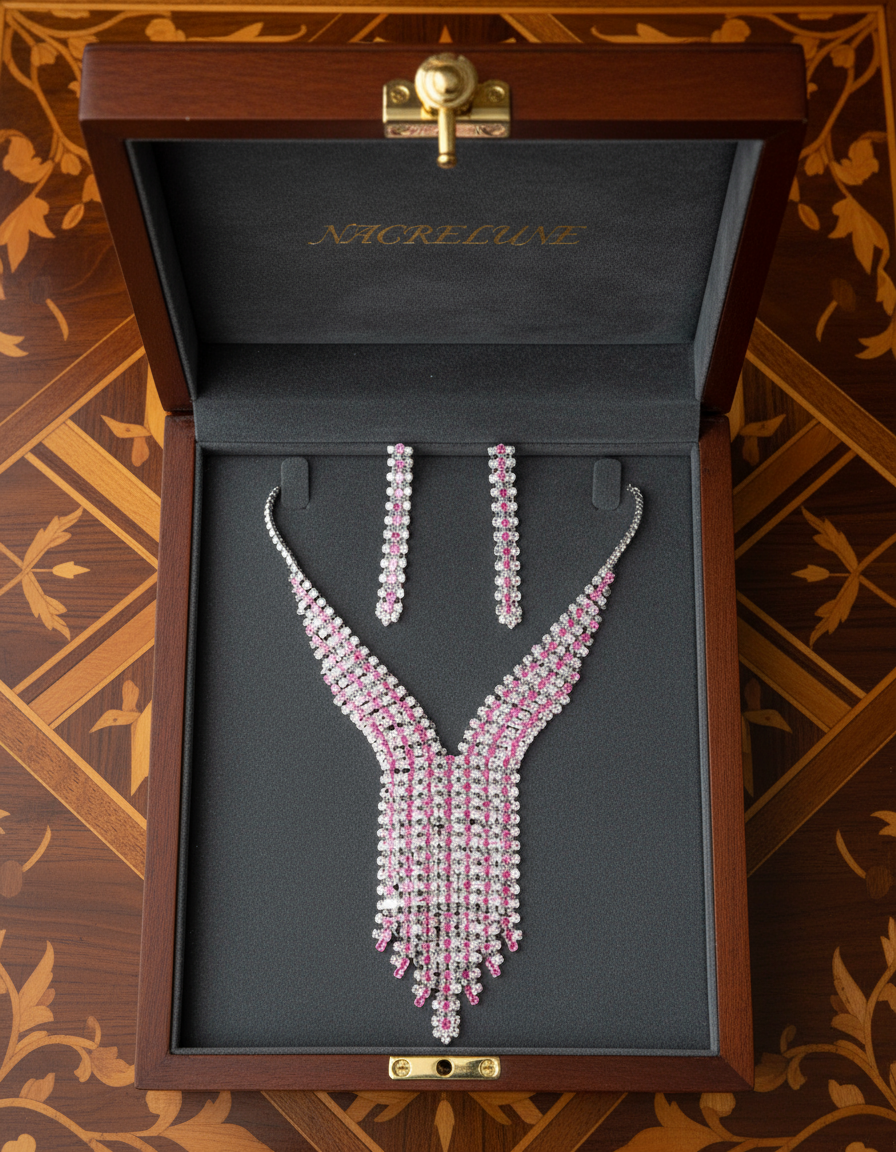 Parure en strass roses nacrelune.com parure