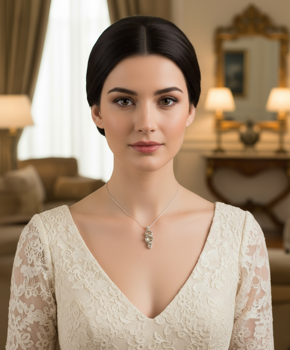 Pendentif en argent 925 avec citrines taillées NACRELUNE collier