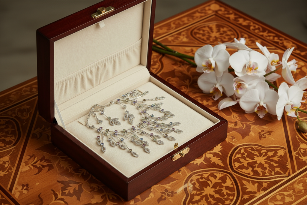 Parure en strass blancs et multicolores nacrelune.com parure